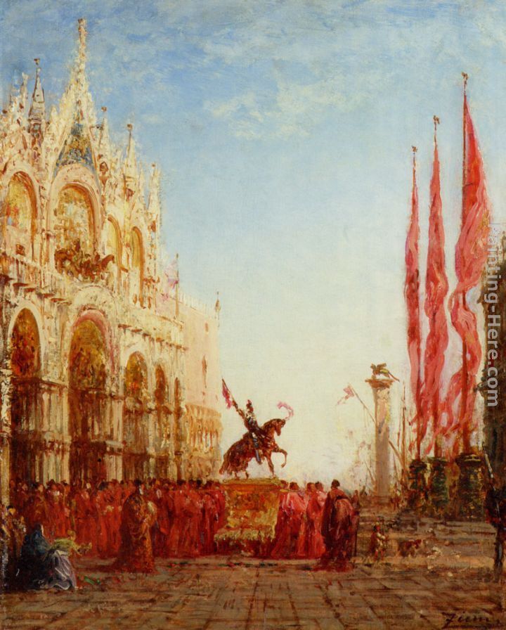 Felix Ziem The Cardinals Procession Venice